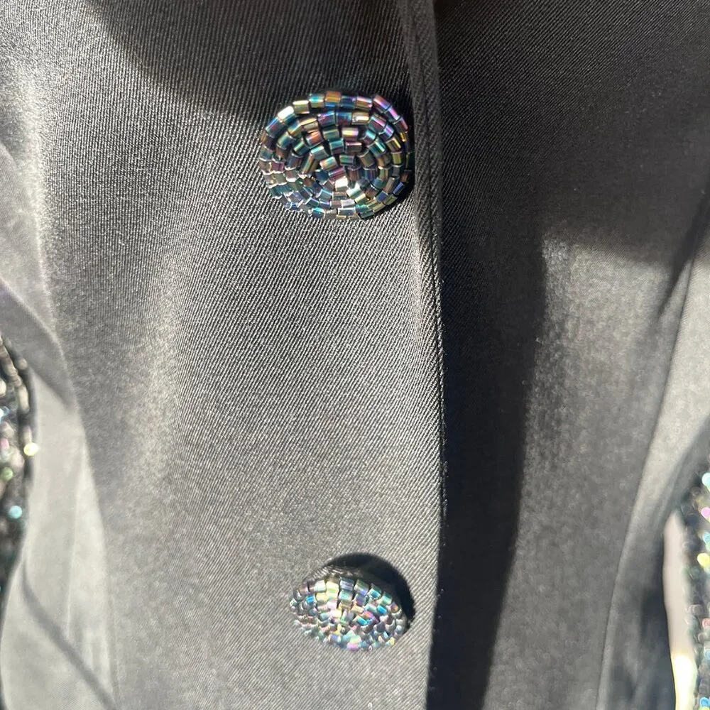 NWOT, Vintage Lulu Bravo Blazer, Iridescent Beaded Sleeves, Sz 12, So Unique! - Picture 11 of 14